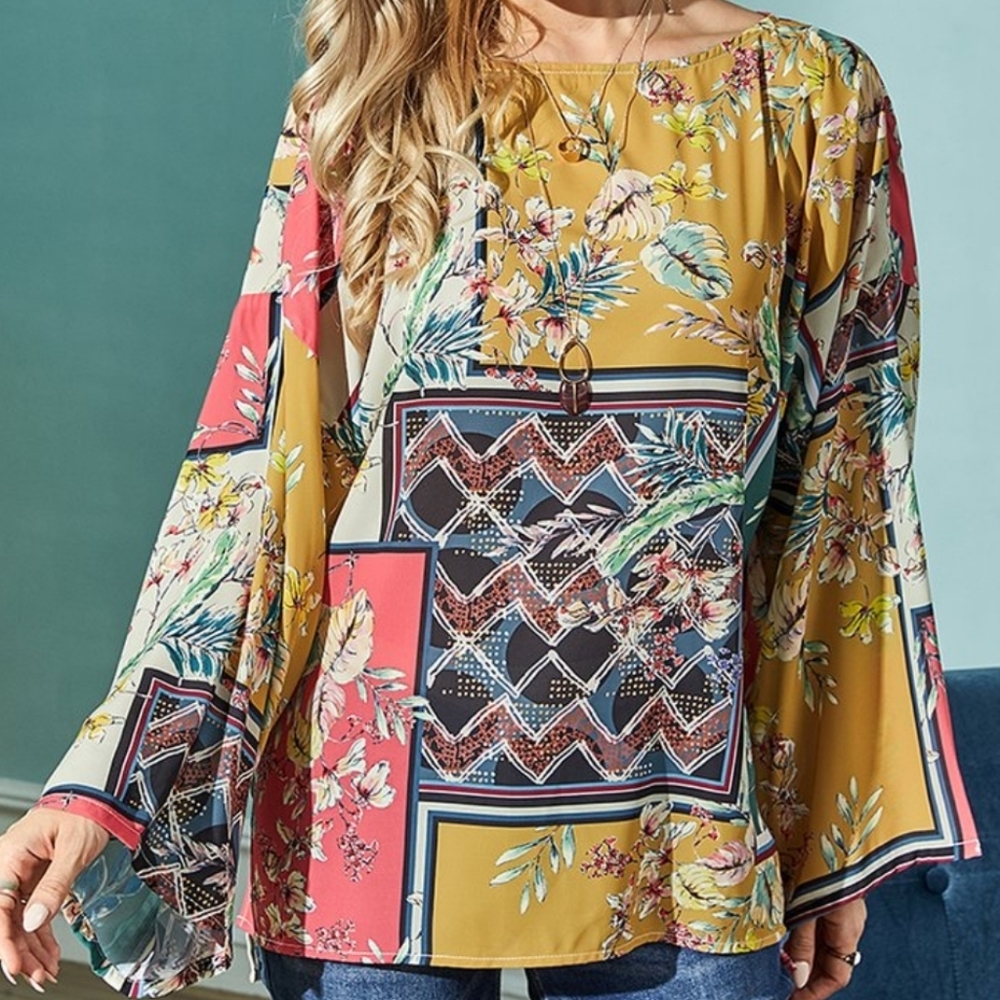 NWOT SUZANNE BETRO PATCHWORK TOP